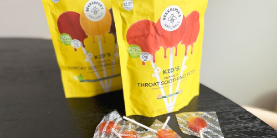 Beekeeper’s Naturals Kids Lollipops 15-Count Only $6 Shipped for Prime Members