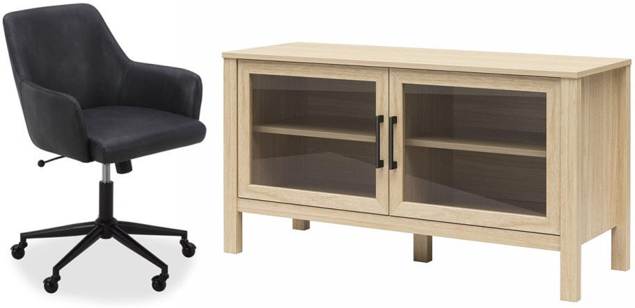 Better Homes & Garden Greyson Office Chair and Mainstays Glass Door TV Stand