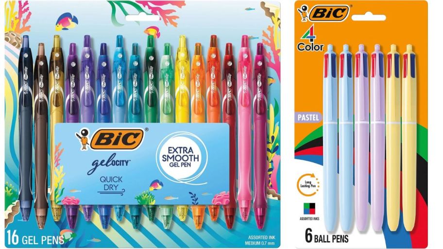 Bic pens packs in different colors