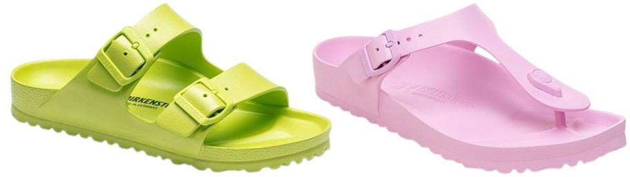 lime Birkenstock Arizona EVA Lightweight Sandal and fondant pink Gizeh EVA Thong Sandal