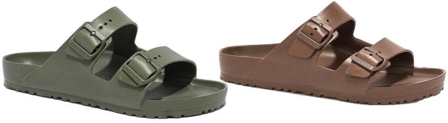 green and brown eva sandals