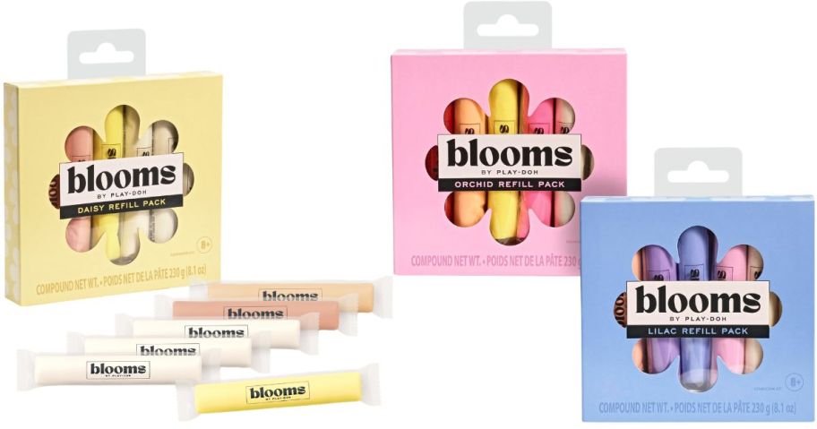 Blooms by Play-Doh Daisy Color Refill Pack and Lilac & Orchid 12-Pack Bundle