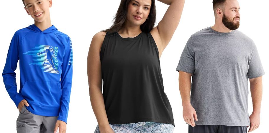 Boys Tek Gear Hoodie, Women's Tank, and men's Tshirt