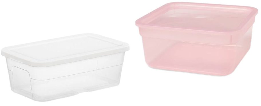 Stock images of a clear and a pink Brightroom storage container