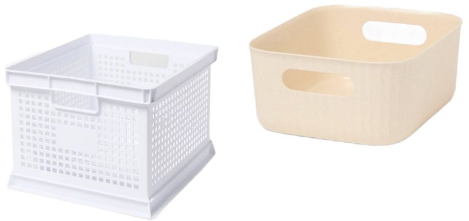 Stock image of a brightroom storage crate and a bin with handles