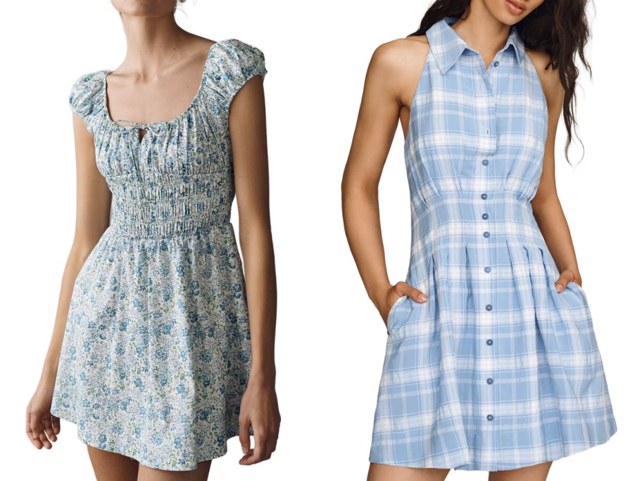 By Anthropologie Cotton Smocked Mini Dress and Tobie Mini Shirtdress by Exquise