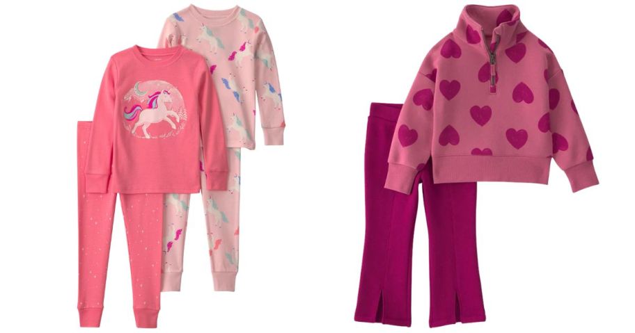 Carter's Toddler Girls' Long-Sleeve Pajamas and Fleece Sweatshirt & Pants