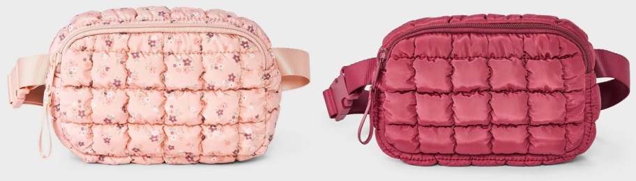 Cat & Jack Girls&rsquo; Quilted Floral Fanny Pack and Puffer Fanny Pack