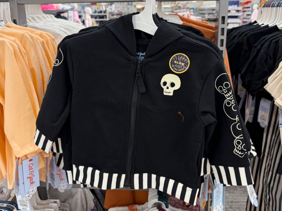 Cat & Jack Toddler Boys' Halloween Skeleton Stripped Hoodie