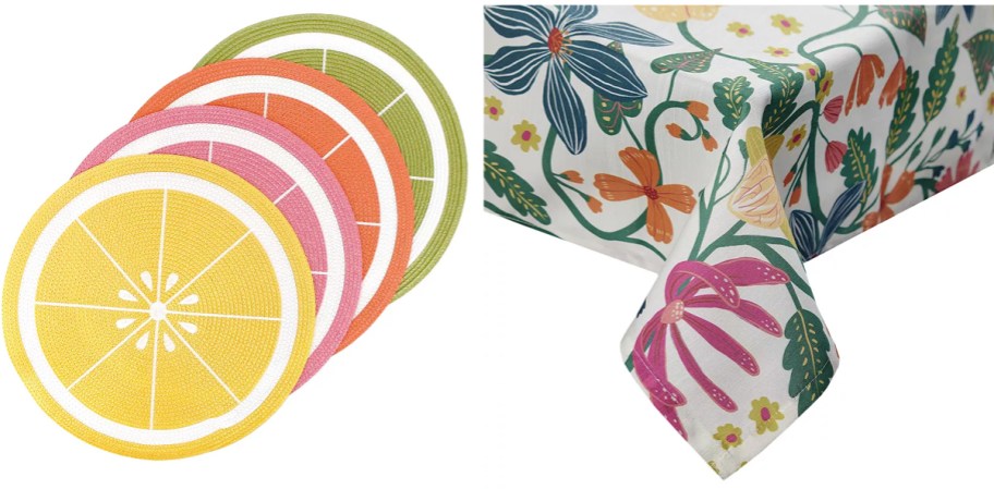 Celebrate Together Summer 4-Pack Fruit Slice Embroidered Placemats Celebrate Together Summer Tropical Tablecloth