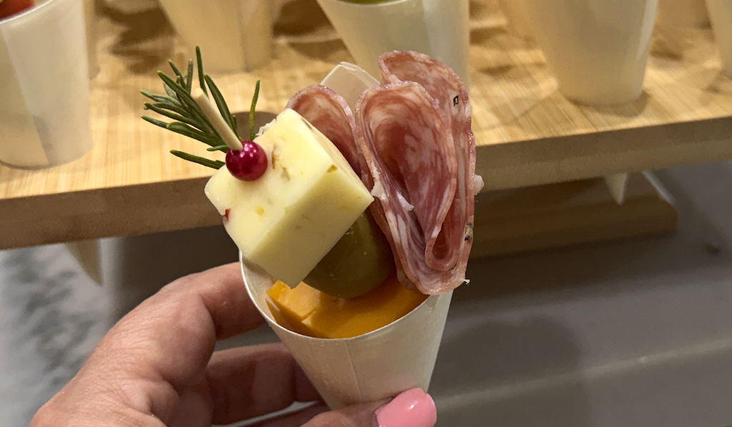 holding charcuterie cone 