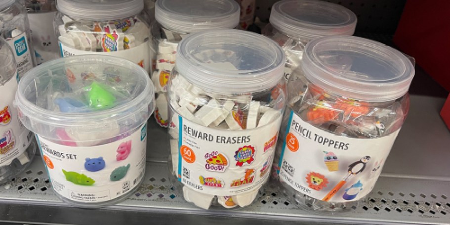 Fun Classroom Rewards Buckets at Walmart | Erasers, Pencil Toppers & More