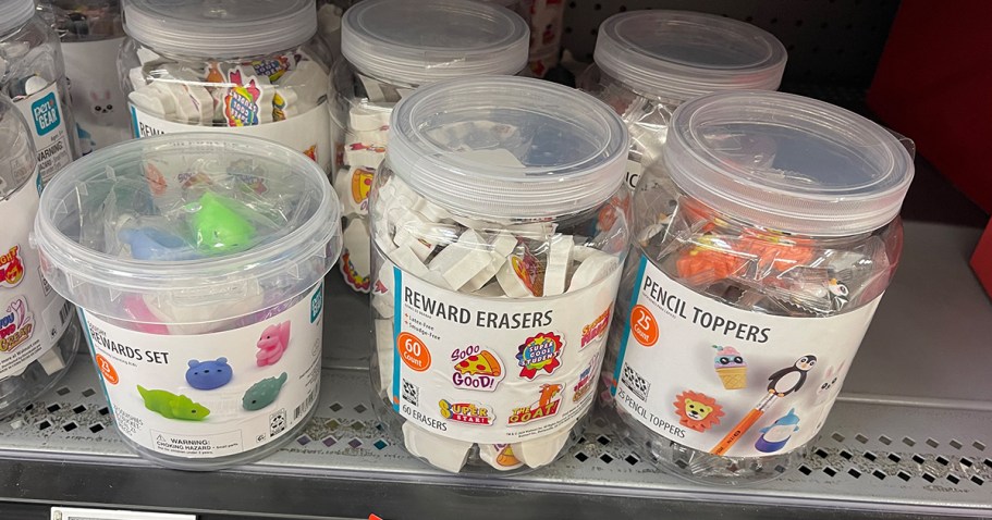 Fun Classroom Rewards Buckets at Walmart | Erasers, Pencil Toppers & More