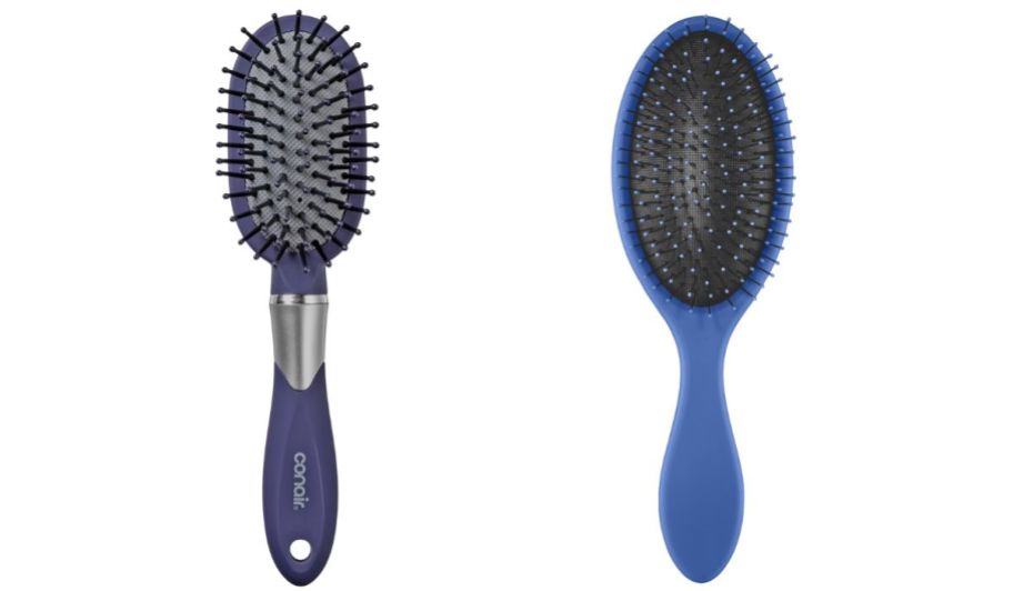 Conair hair brushes in purple and blue