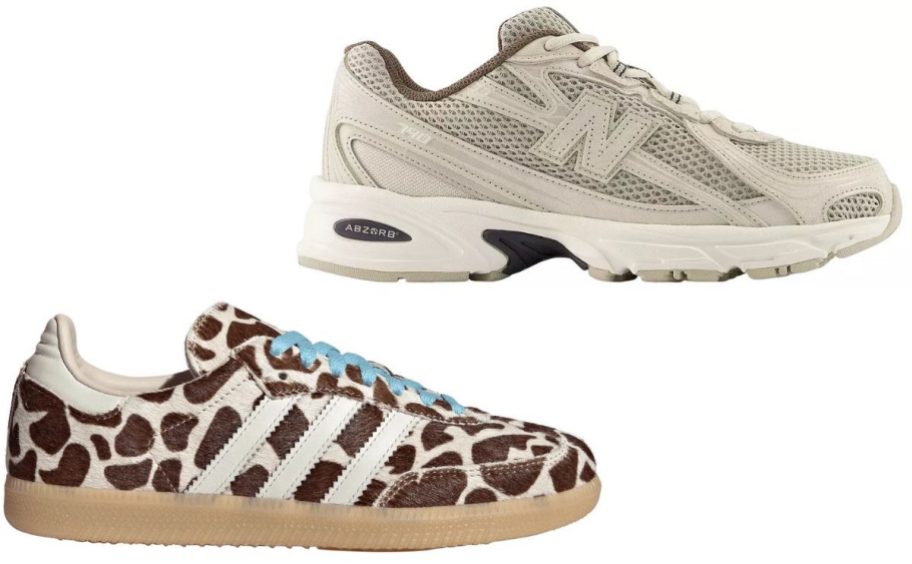 adidas sambas and New Balance 740 shoes