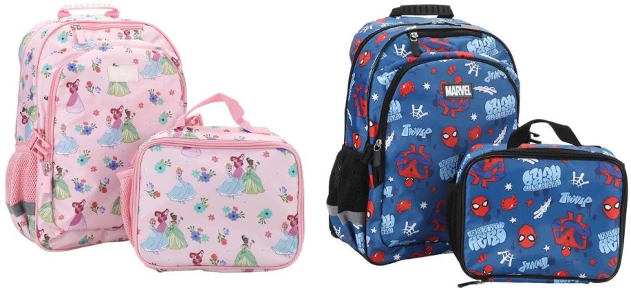 Disney Princess and SpiderMan Backpack and Lunchbox sets