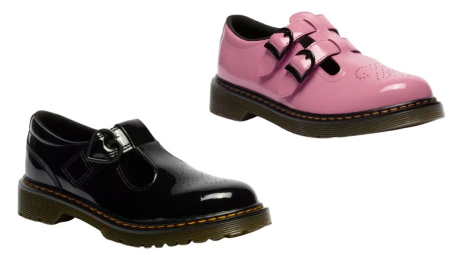 Dr marten boots black and pink