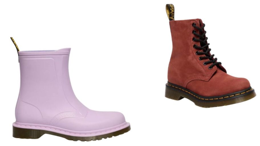 Dr marten boots in pink and brown