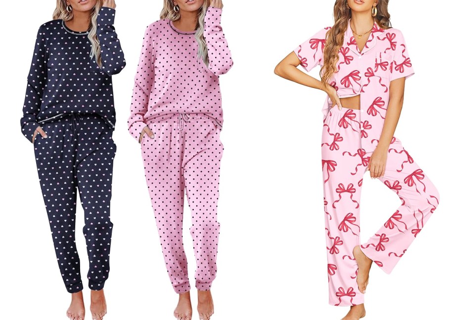 3 women modeling pajama sets