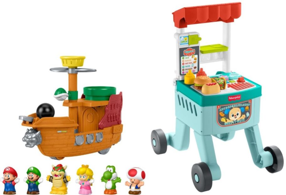 Stock images of Fisher Price Little People Super Mario Set and Snack Cart Activity Walker