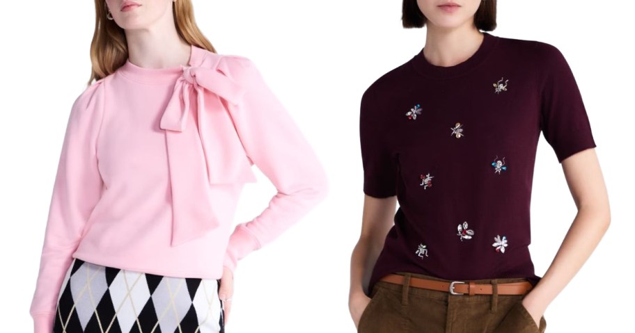 Stock images of two women wearing Free Assembly tops
