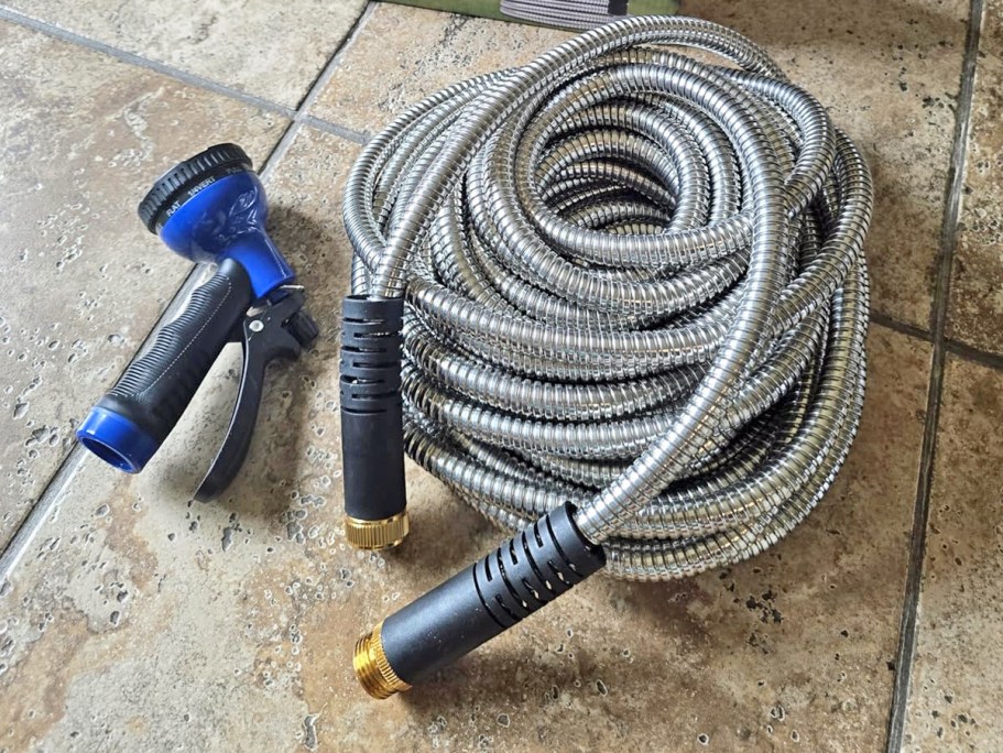 Stainless Steel 50′ Garden Hose w/ Nozzle Only $17.99 on Amazon (Reg. $37)