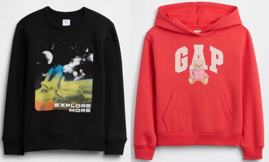 Stock images of two GAP Kids Sweatshirts