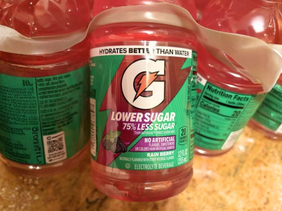 Gatorade Lower Sugar Sports Drink attached to a multipack