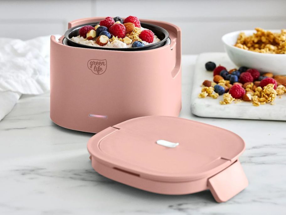A Pink GreenLife Electric Lunch Box