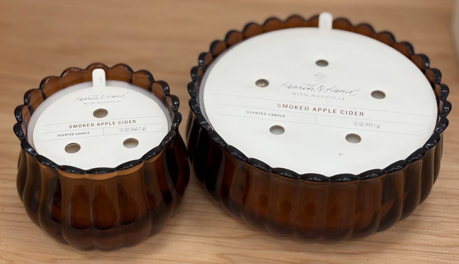 Hearth & Hand with Magnolia Scalloped Glass Harvest Chestnut Jar Candle