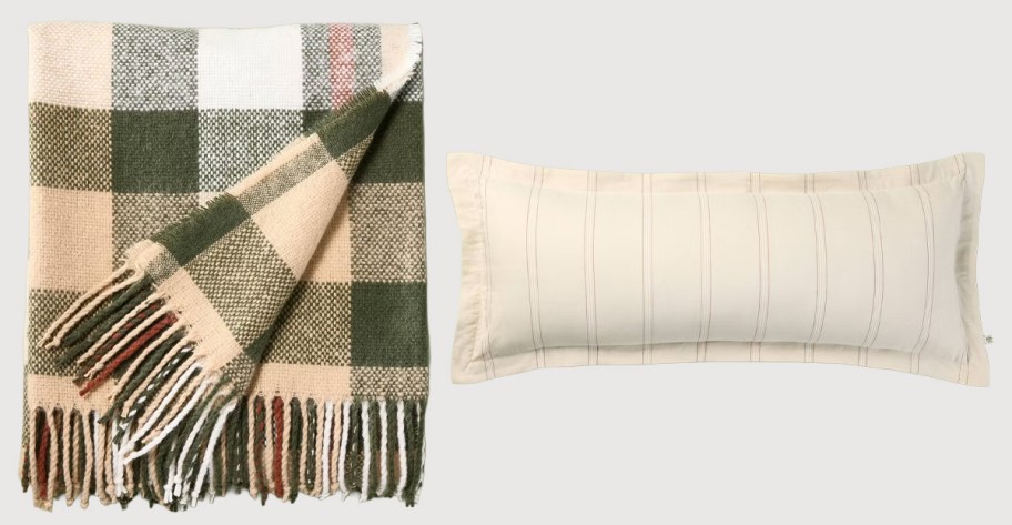 Hearth & Hand with Magnolia Throw Blanket and 36x14 Lumbar Throw Pillow