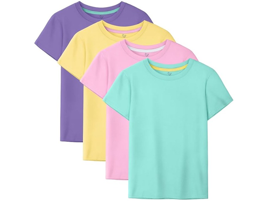 HoeVou Girls&rsquo; Cotton Short Sleeve Tees 4-Pack