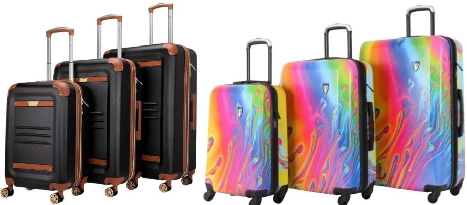 ITALIA Vintage 3-Piece Expandable Spinner Luggage Set and TUCCI Italy VORTICE II ART Luggage Suitcase Set