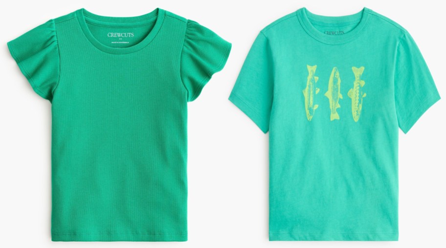 J.Crew Girls' ribbed flutter-sleeve tee and Boys' fish graphic tee