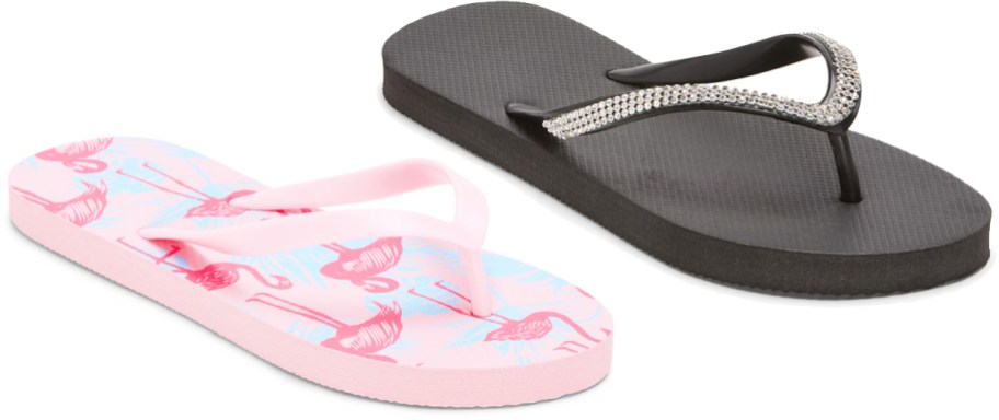 pink and black flip flops