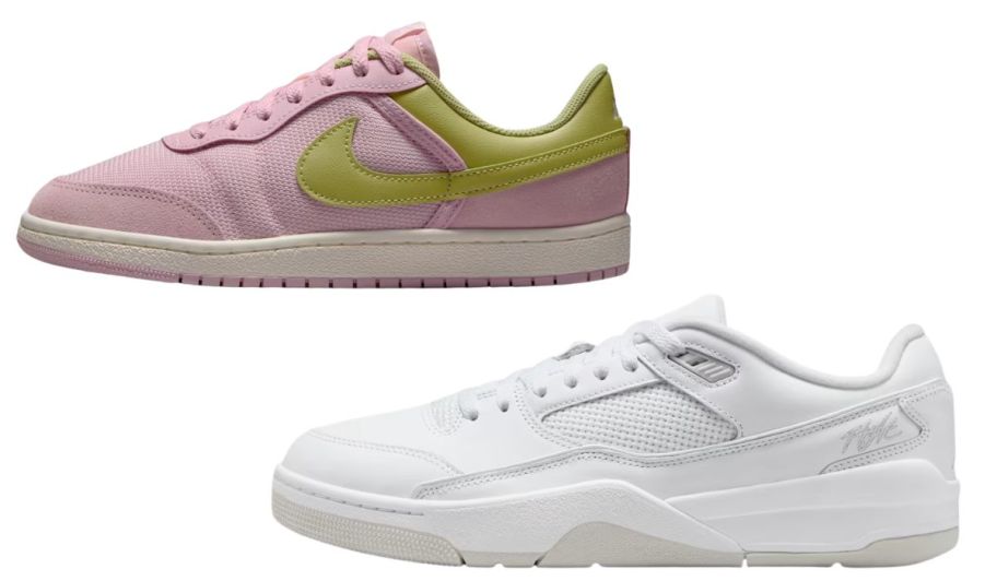 Jordan shoe in pink and green with white
