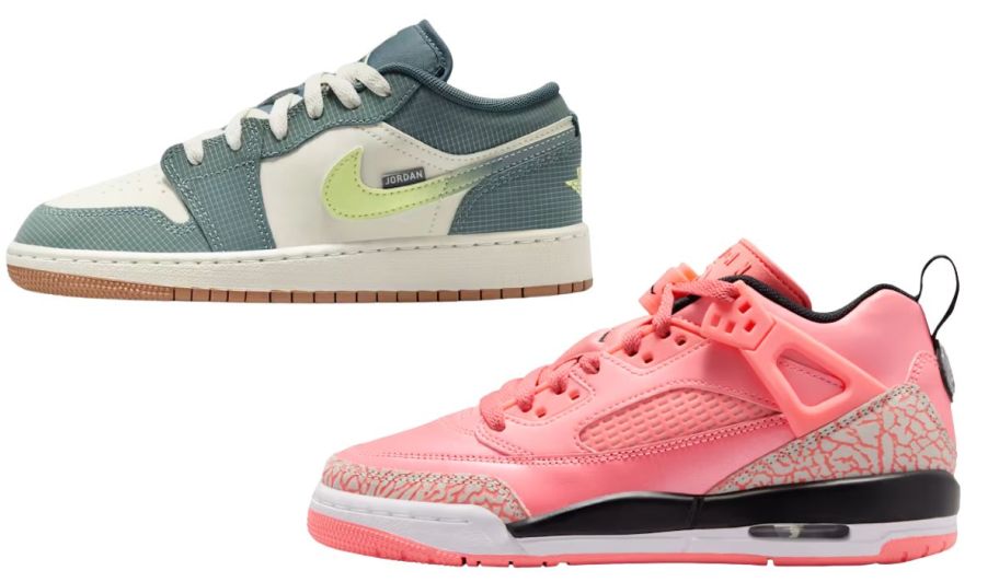 Jordan shoes in green and pink 
