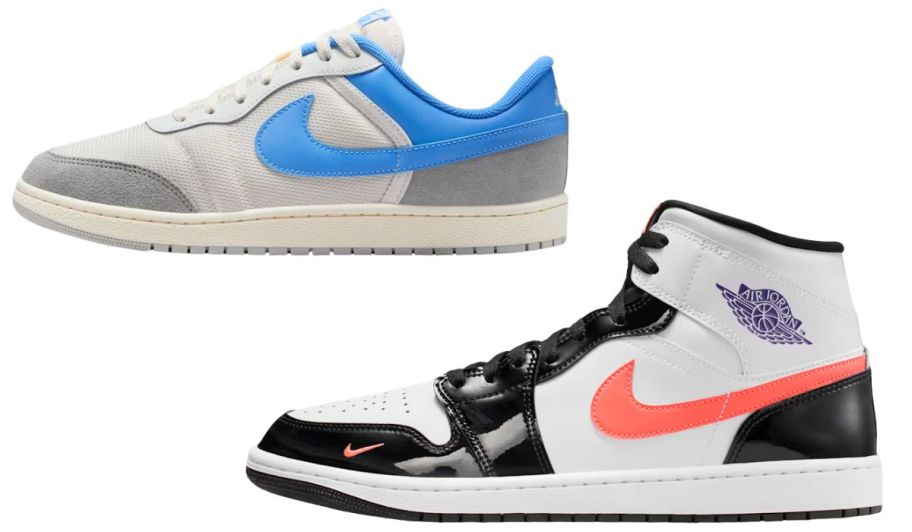 Jordan shoes in white gray and black and pink