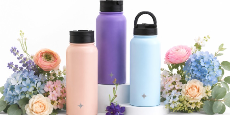 Insulated Water Bottle 3-Pack Only $24 Shipped (Each Includes 2 Lids & 2 Straws!)