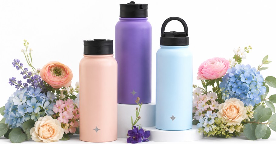 Insulated Water Bottle 3-Pack Only $24 Shipped (Each Includes 2 Lids & 2 Straws!)