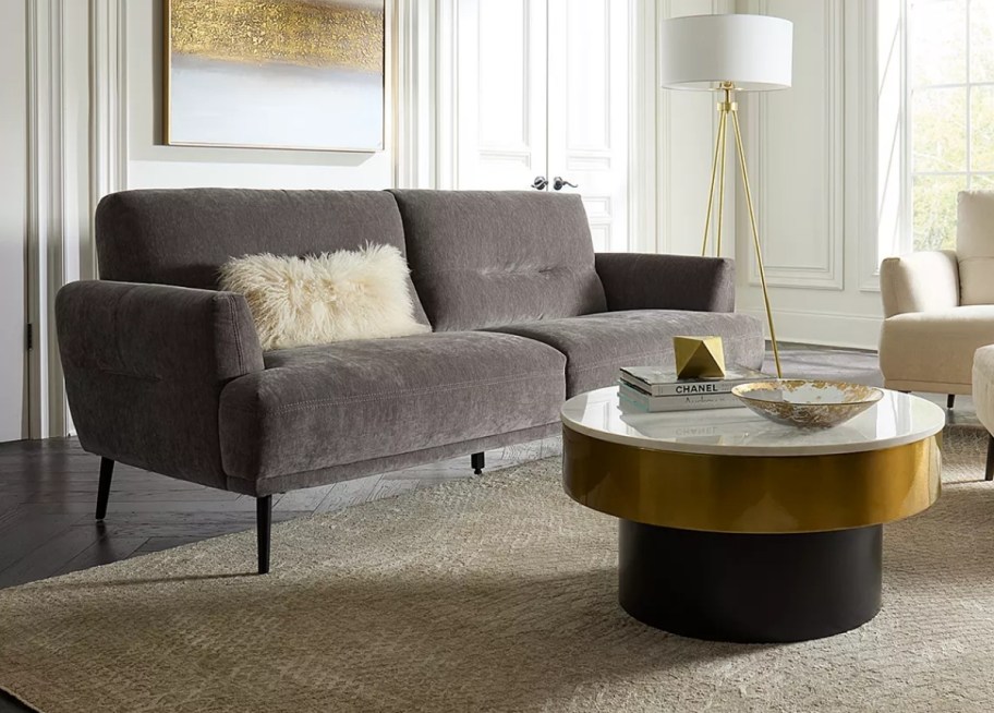 gray fabric loveseat