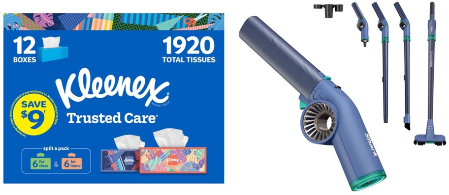 Kleenex Trusted Care Tissues 12-Pack and Shark BlastBoss All-In-One Air Blasting System