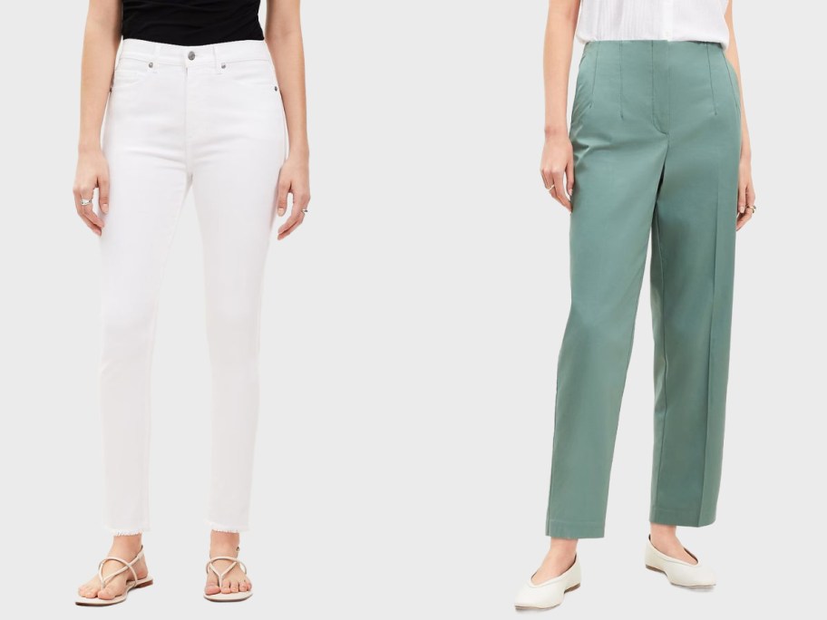 Stock images of women wearing Loft jeans and pants