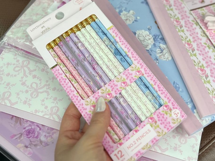 LoveShackFancy x Target Yoobi 12-Pack No. 2 Pencils in hand