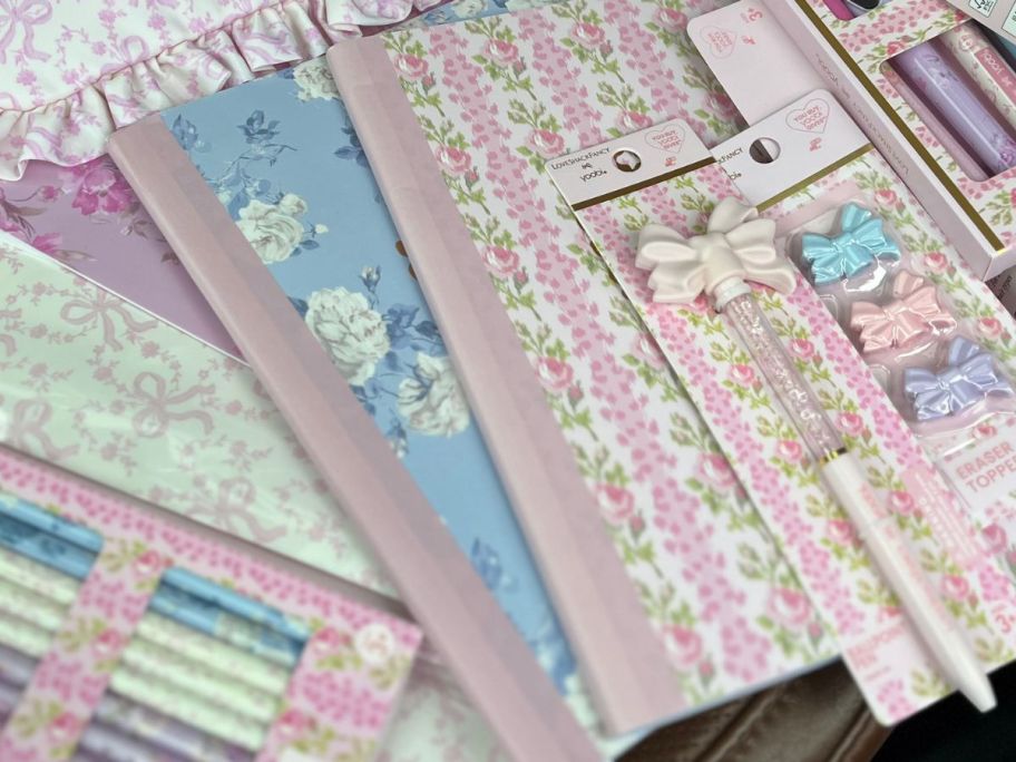 LoveShackFancy x Target Yoobi Notebooks on table