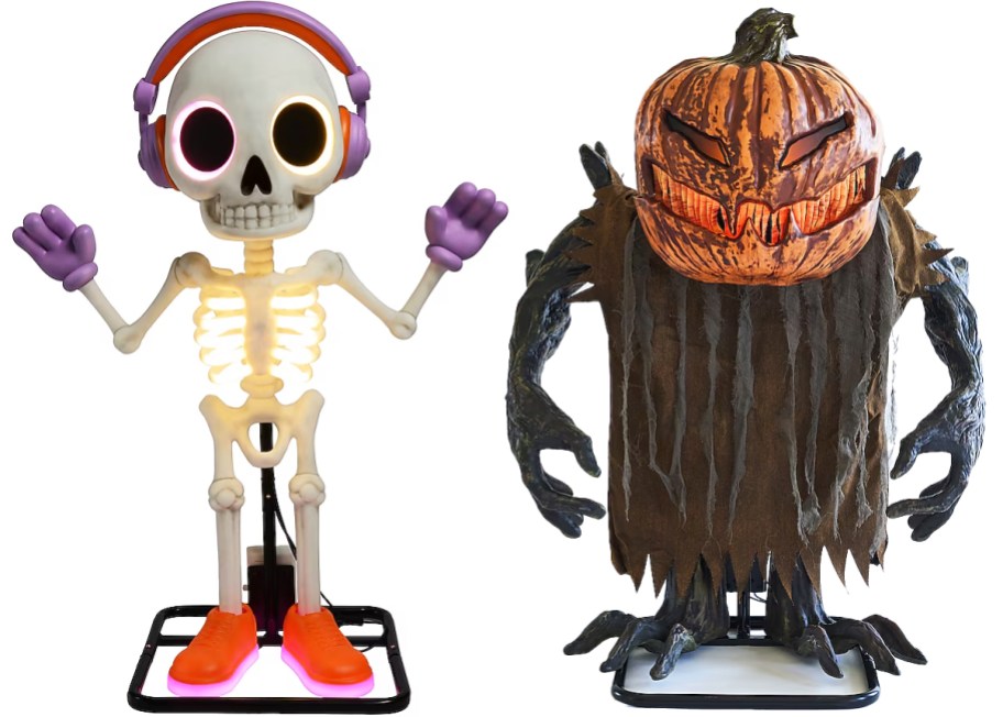 dj skeleton and pumpkin henchman animatronics
