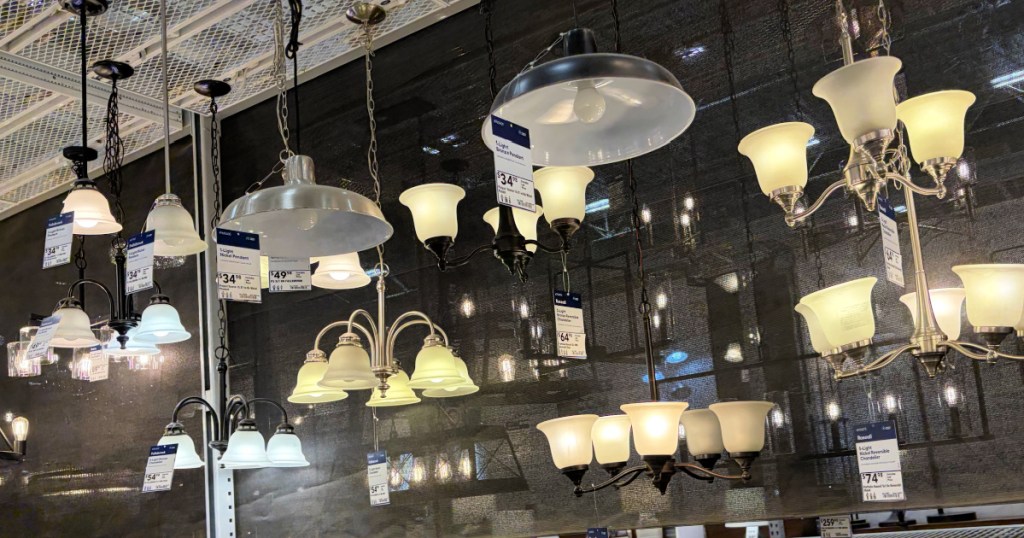 lowe's lighting display in store