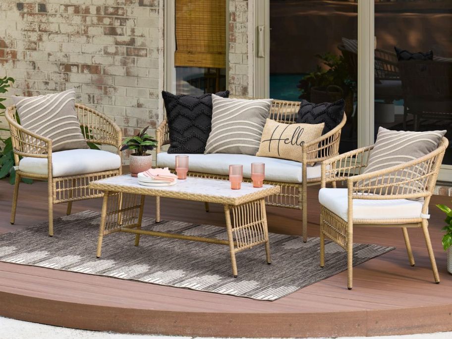 Style Selections Clifton 4 -Piece Wicker Patio Conversation Set
