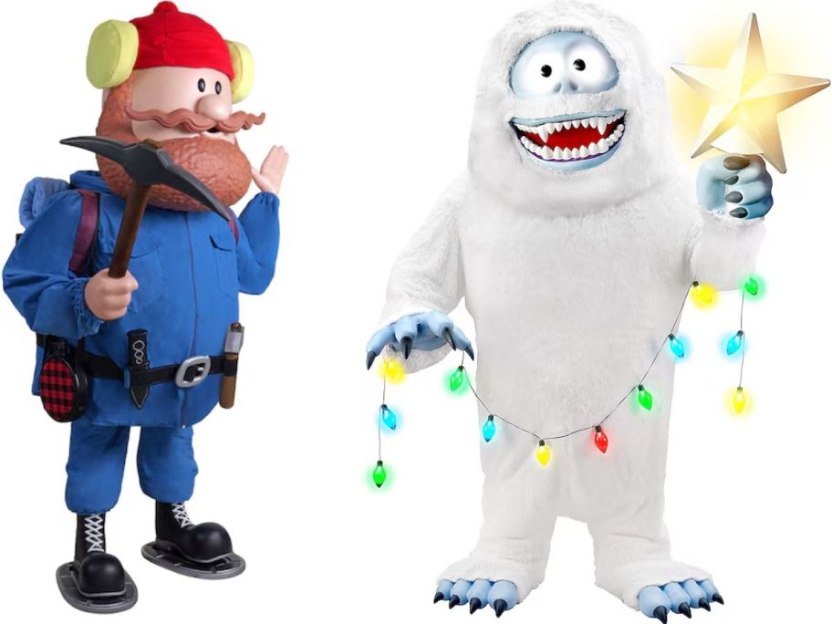 Stock images of Yukon Cornelius and Bumble Animatronics