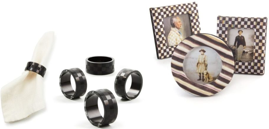 Stock images of Mackaenzie-Childs Napkin Rngs and Frame Set